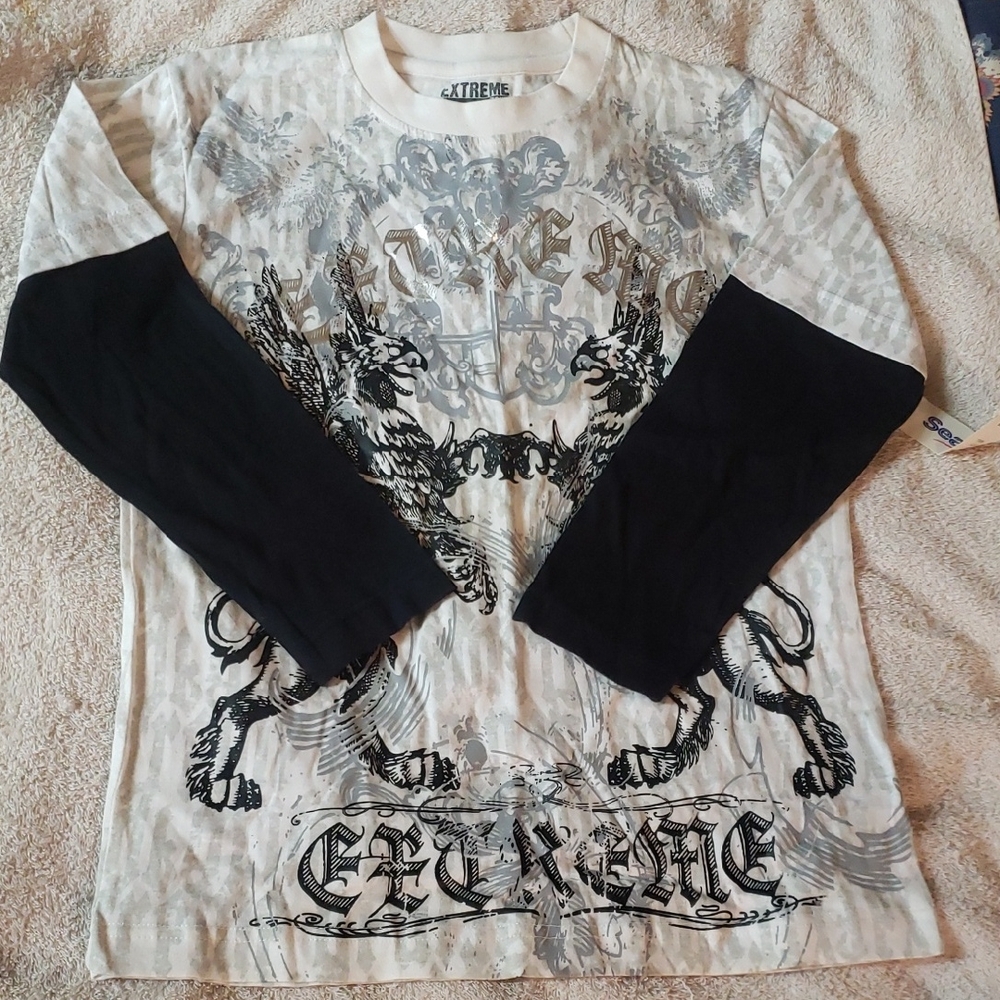 Extreme Zone White Graphic Long Sleeve Shirt
